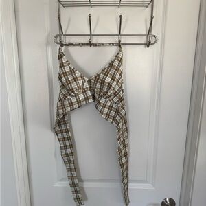 Altar'd State Plaid Shirt in Brown and White